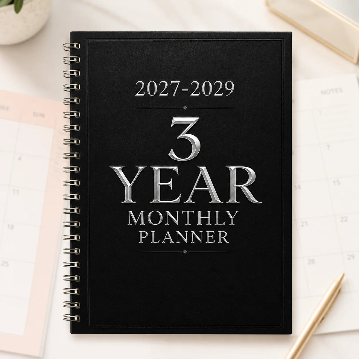 2027-2029 3-Year Monthly Planner, A5 Spiral Planner Notebook, Minimalist Organizer for Goals, Appointments Long-Term Planning