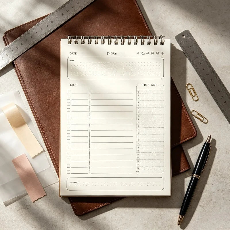 Daily Planner Notebook,160 Pages, Exquisite Layout & Soft Paper, Schedule & Task Organizer for Office and School Use