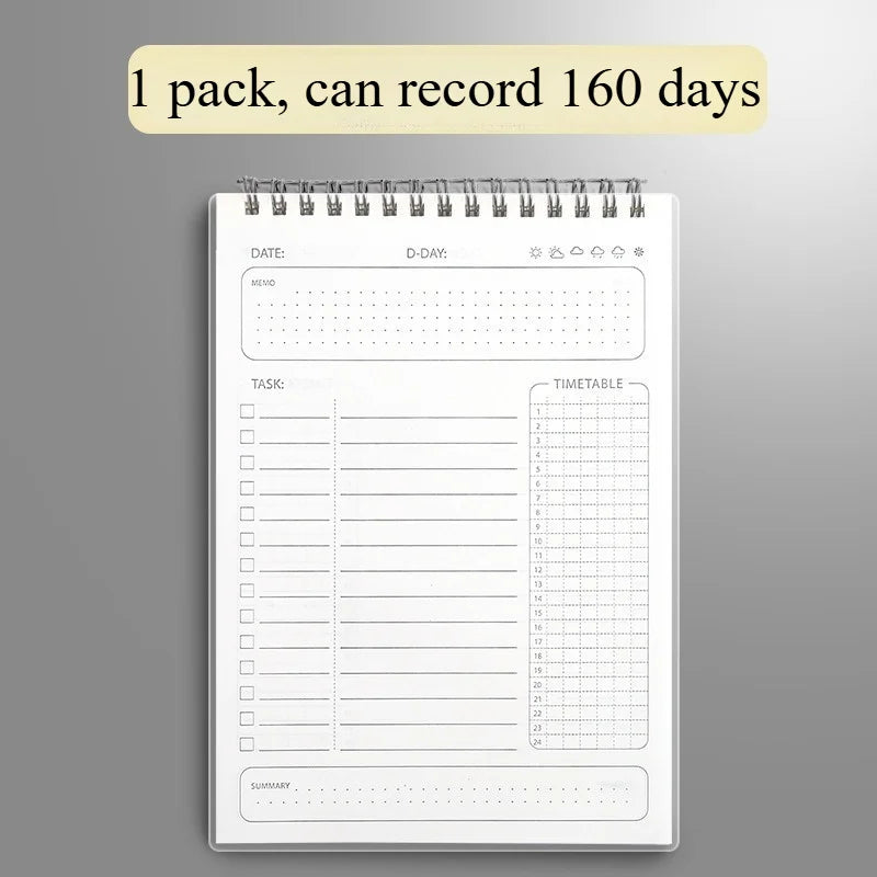 Daily Planner Notebook,160 Pages, Exquisite Layout & Soft Paper, Schedule & Task Organizer for Office and School Use